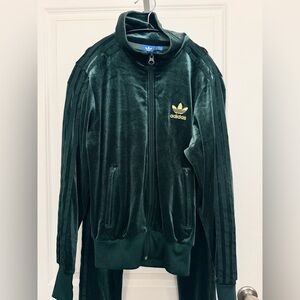 Adidas Originals Dark Green Velour Tracksuit XS